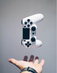 Playstation gamepad in the air